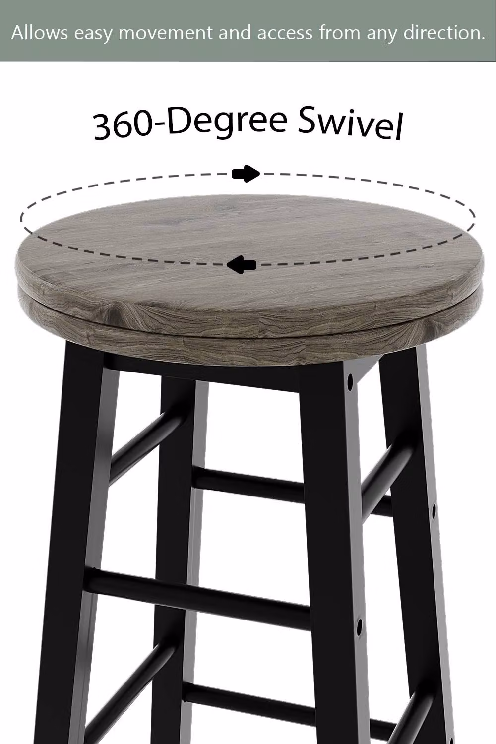 HD Designs Classic Wooden Revolving Bar Stool in Black – 2