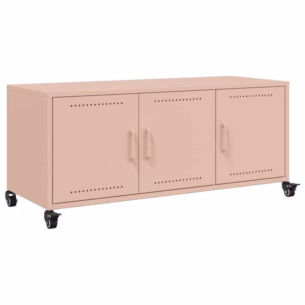 Berkfield Home Modern Pink Metal TV Cabinet W: 100.5 cm, D: 39 cm, H: 43.5 cm – 3