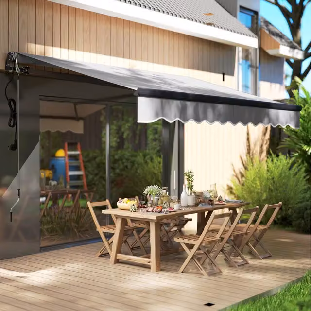 Outsunny Electric Retractable Awning with Aluminium Frame and Polyester Fabric in Grey, W/D/H: 296 x 250 x 150 cm