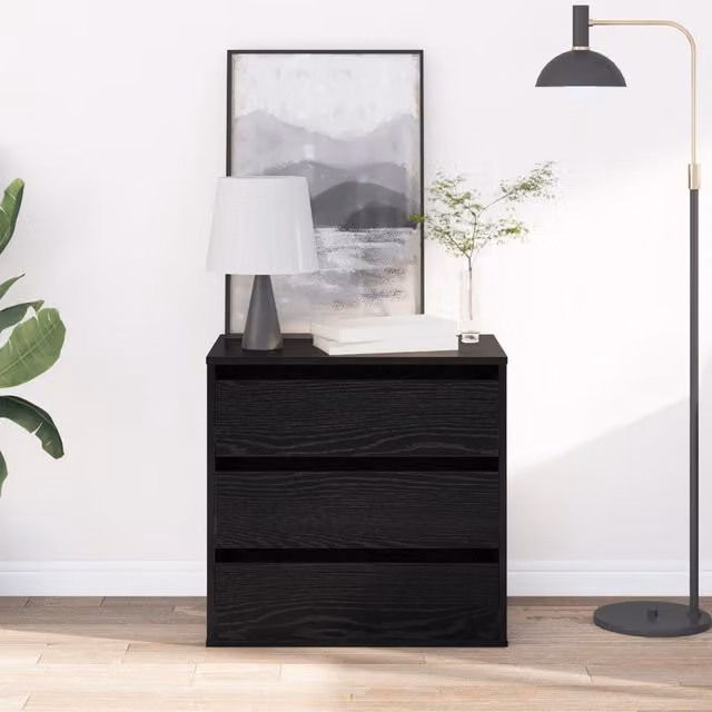 Berkfield Home Corner Chest of Drawers in Black Oak, W: 60 cm, D: 41 cm, H: 58 cm