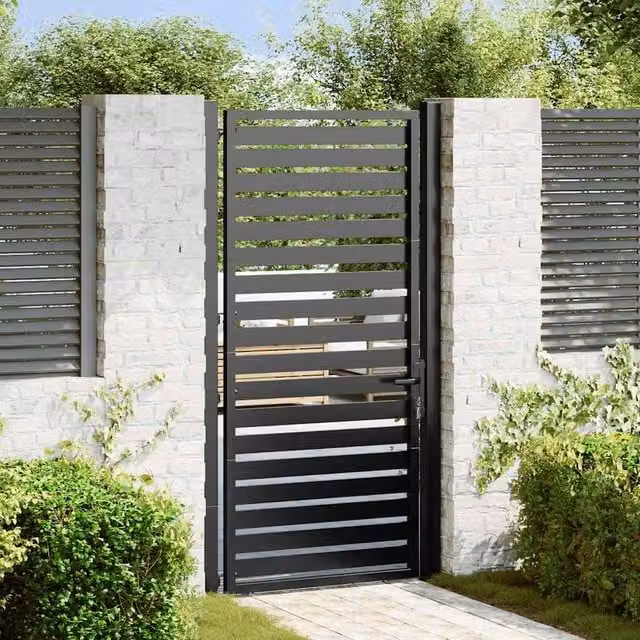 Berkfield Home Lockable Aluminium Garden Gate in Black, W: 100 cm, H: 180 cm