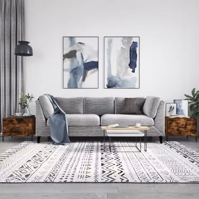Berkfield Home Set of 2 Smoked Oak Coffee Tables in Brown, W/D/H: 50 x 50 x 40 cm