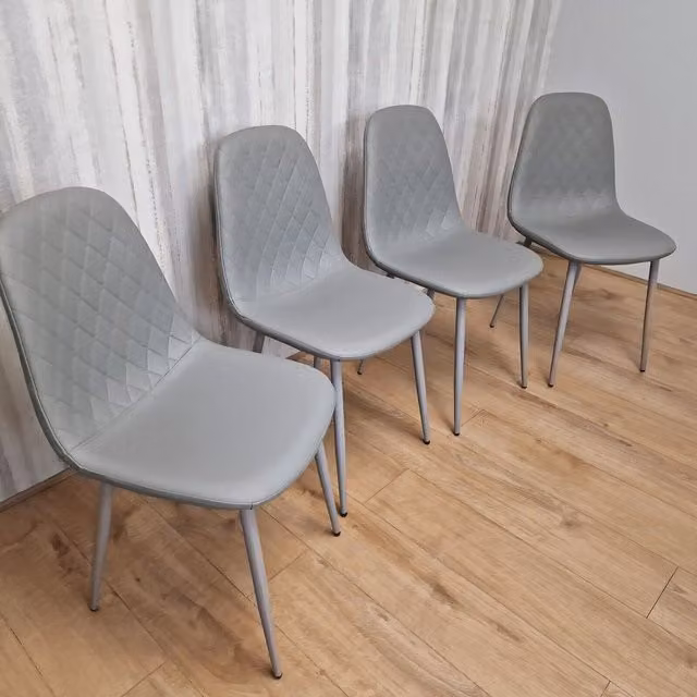 Kosy Koala Set of 4 Modern Grey Synthetic Leather Dining Chairs with Metal Legs