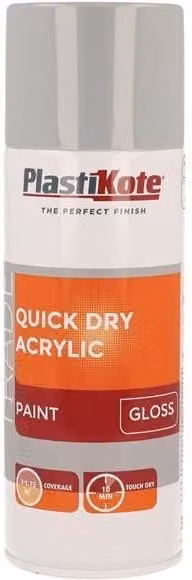 Plastikote Trade Quick Dry Acrylic Spray Paint Gloss Grey 400ml – 1