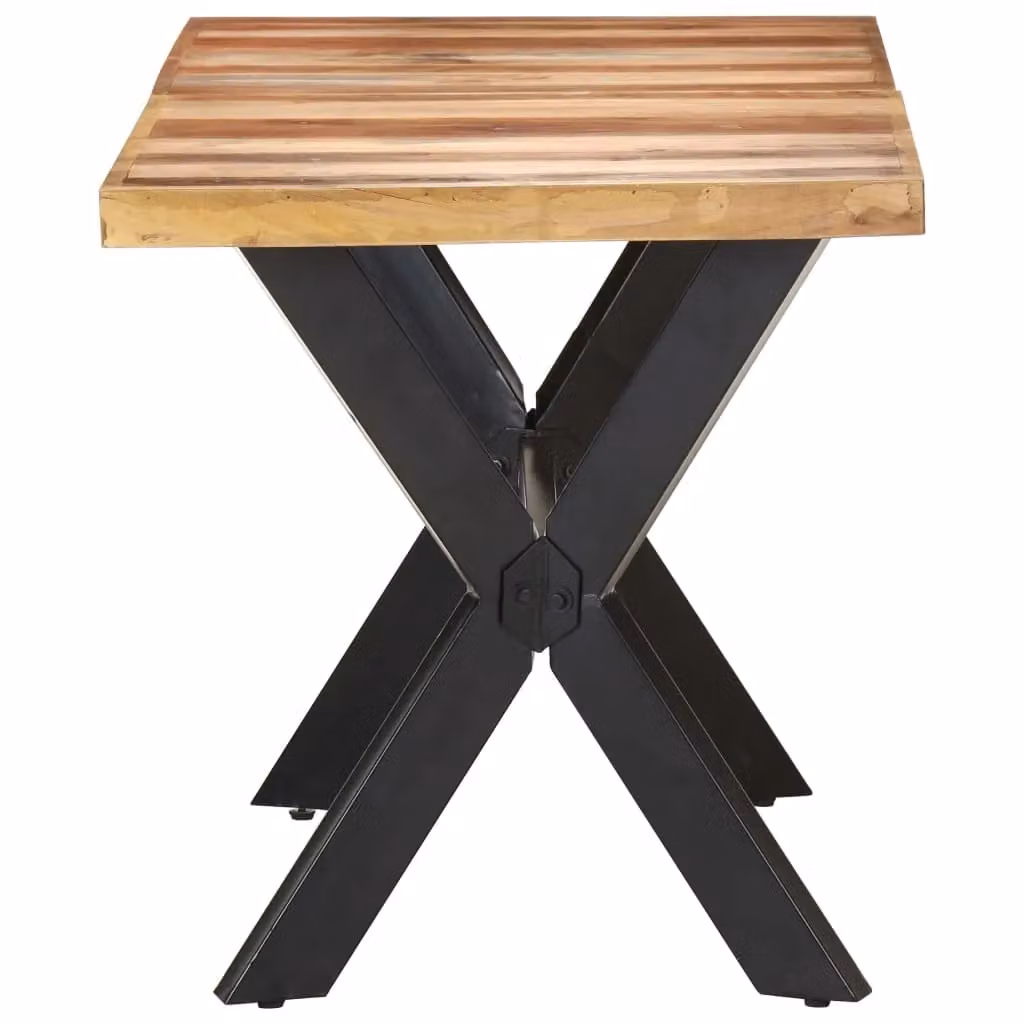 Berkfield Home Rectangular Solid Wood Dining Table in Brown with X-Frame Design, W/D/H: 140 x 70 x 75 cm – 3