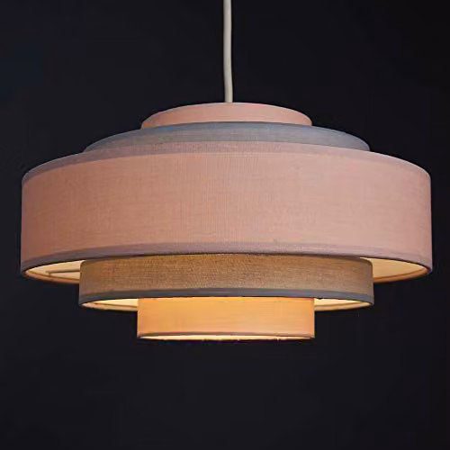 MiniSun Modern 5 Tier Fabric Ceiling Light Shade in Pink, Width: 35 cm – 3