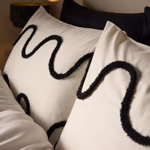 OHS Modern Tufted Wave Bedding Set in White, Double Duvet Cover and Pillowcases, W/D/H: 200 x 200 cm – 4