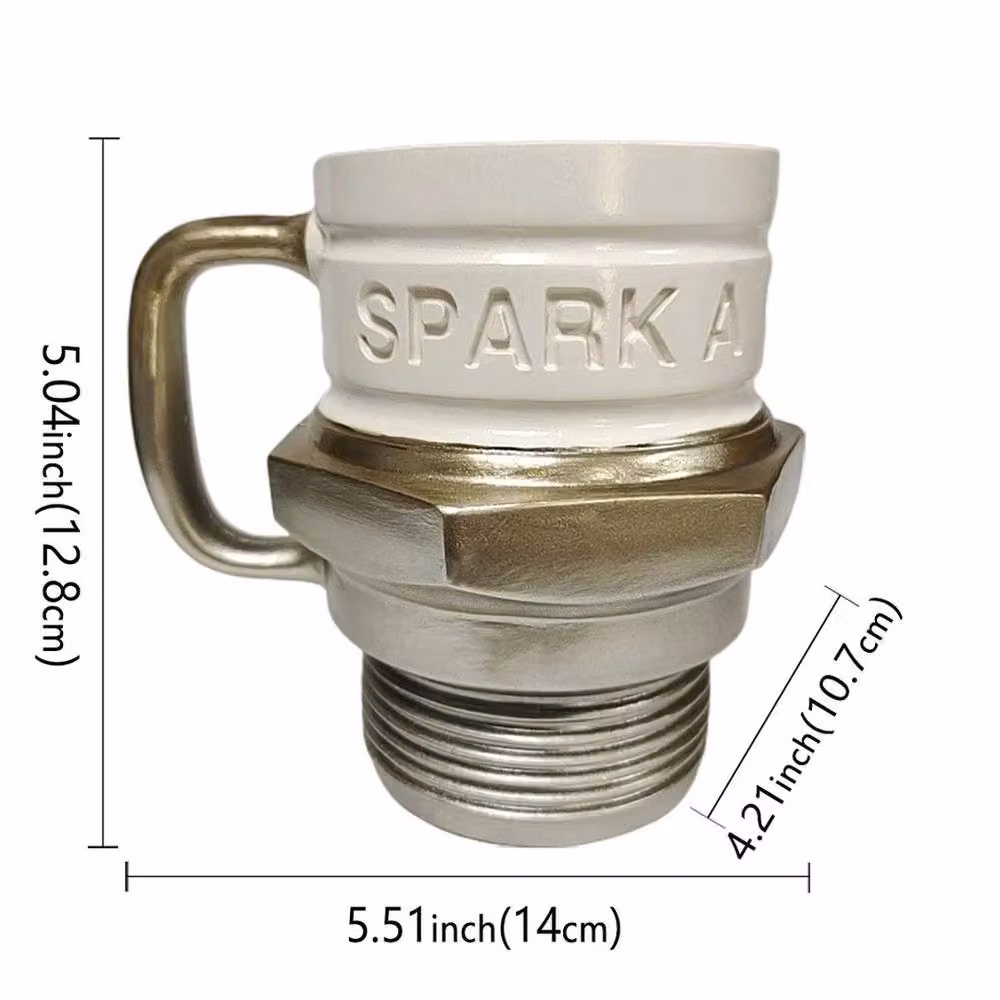 PAWNORA Silver Ceramic Spark Plug Design Mug – 2