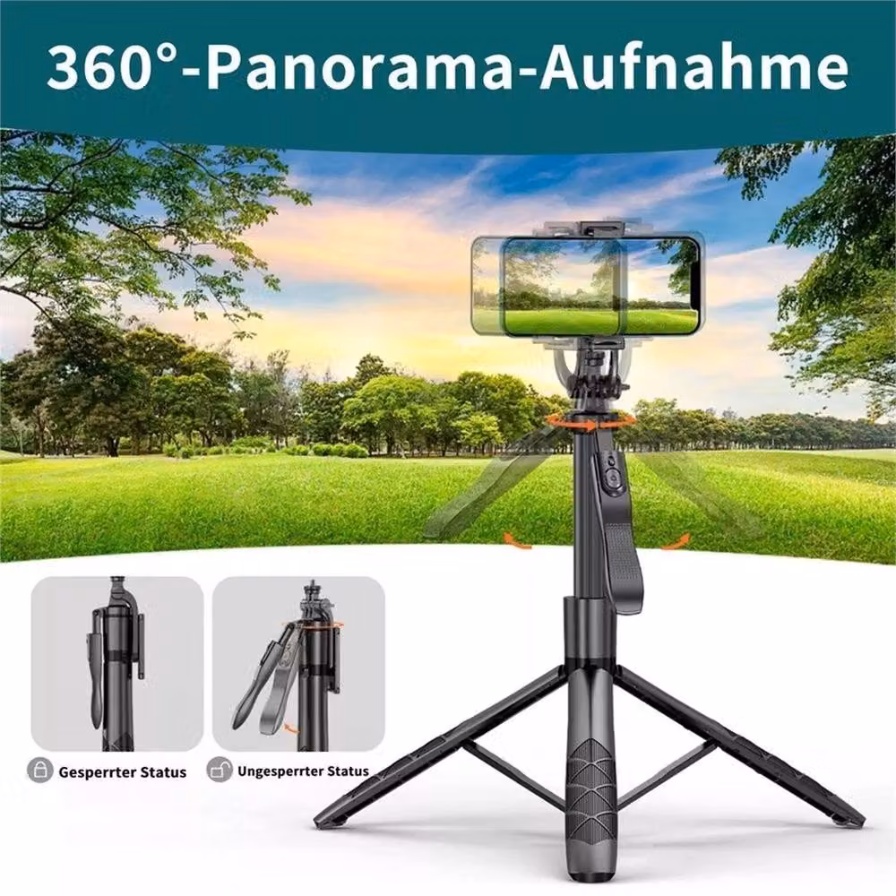 Nordara Selfie Stick Tripod Stand with Bluetooth Wireless Remote, Black – 5