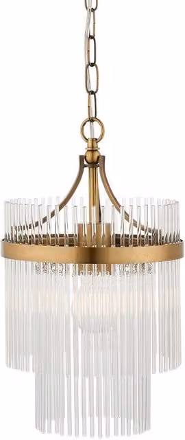 Netlighting Marietta Pendant Ceiling Light in Antique Brass with Clear Glass, E27, Height Adjustable
