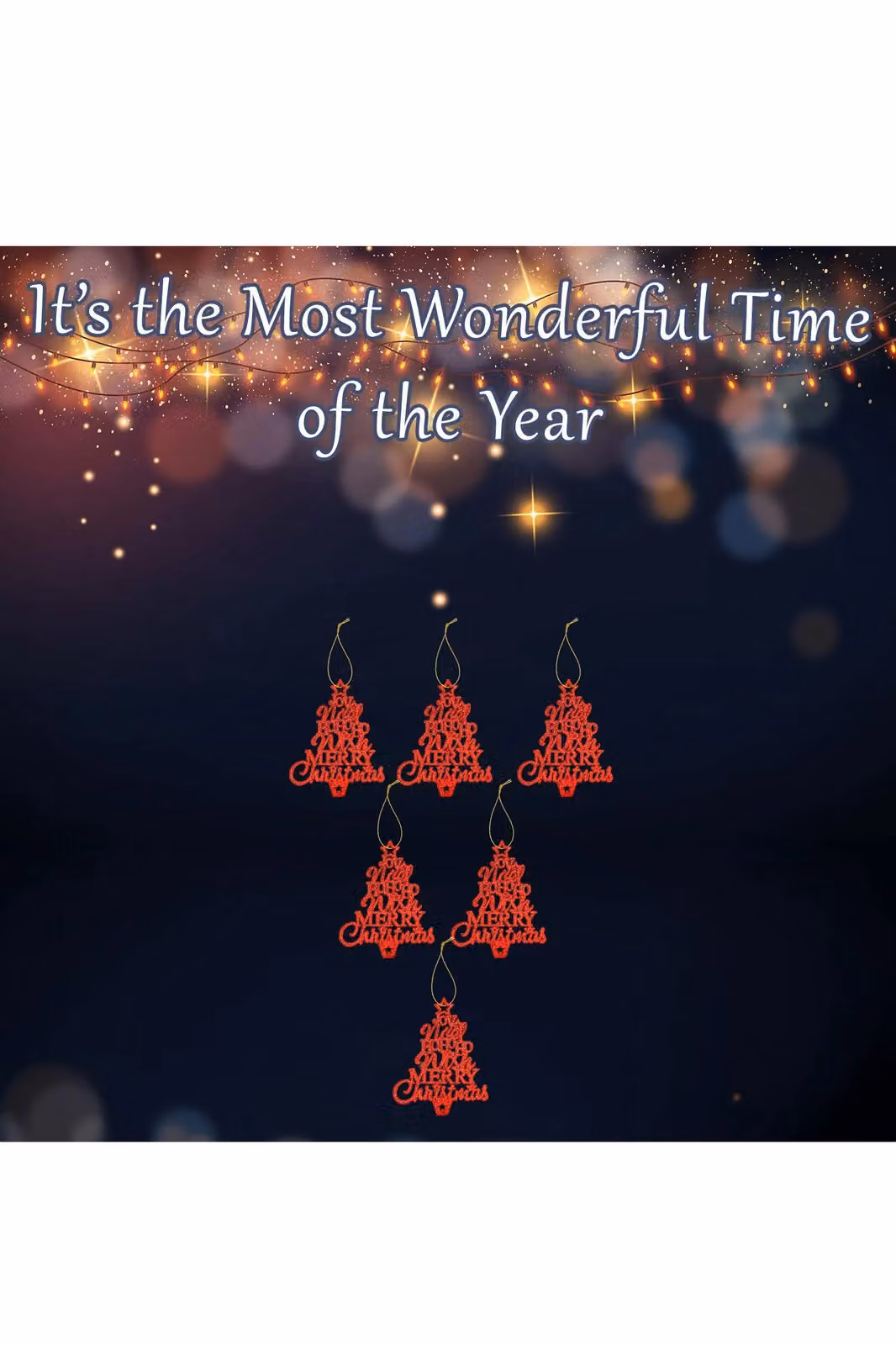 VFM e-Store Red Glitter Hanging Christmas Tree Ornaments, Pack of 6, W/D/H: 19.6 x 10.9 x 1.5 cm – 2