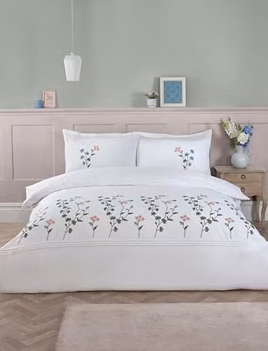 Rapport Home Floral Duvet Cover and Pillowcase Set, White and Multicolour, W/D/H: 90 x 190 cm – 1