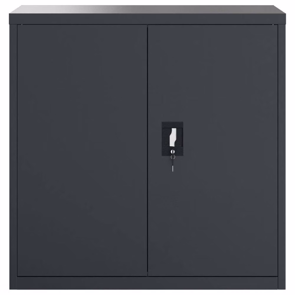Berkfield Home Anthracite Steel File Cabinet with Hinged Doors and Lock, W/D/H: 90 x 40 x 90 cm – 2