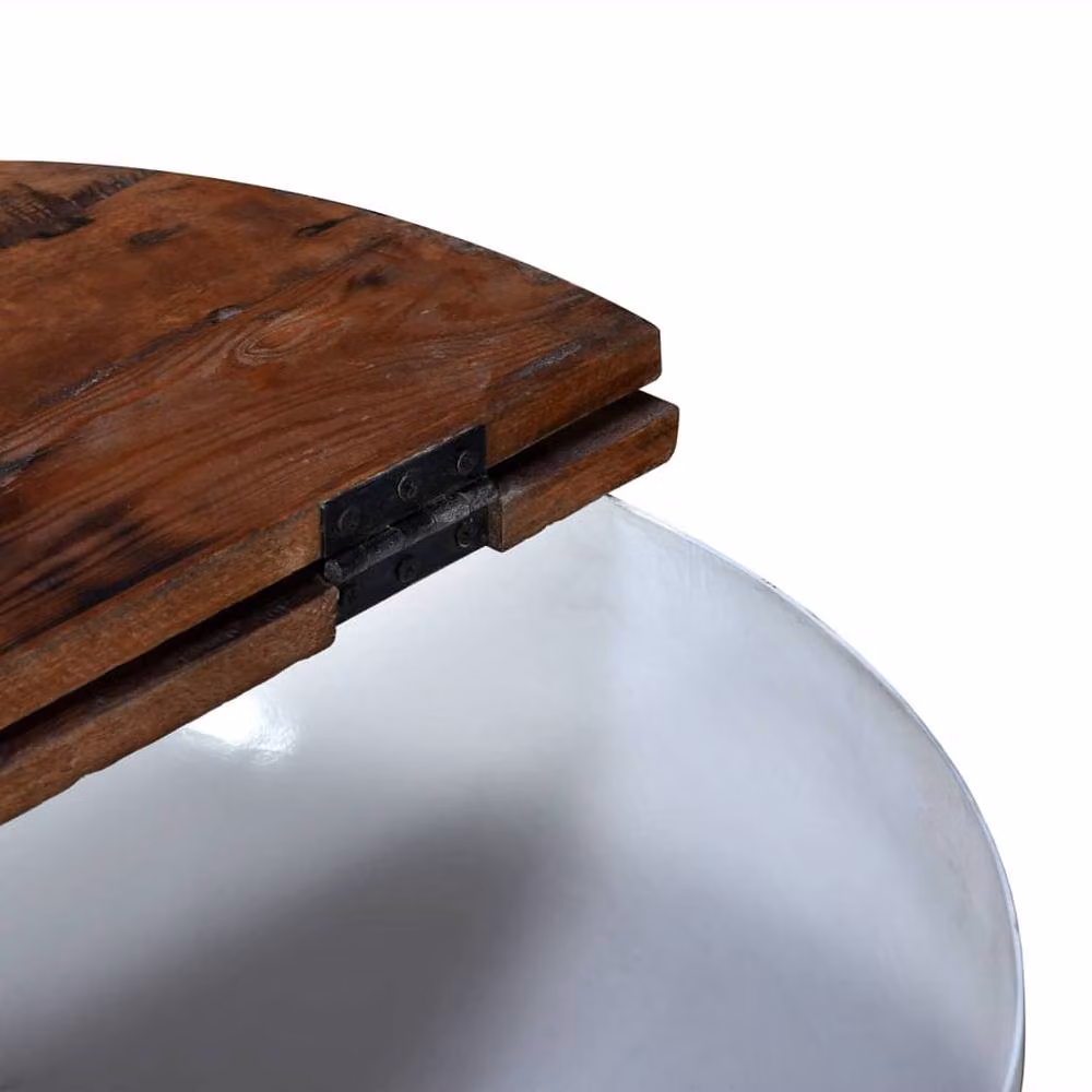Berkfield Home Beautiful 2 Piece Round White Lacquered Solid Reclaimed Wood Coffee Table Set – 5