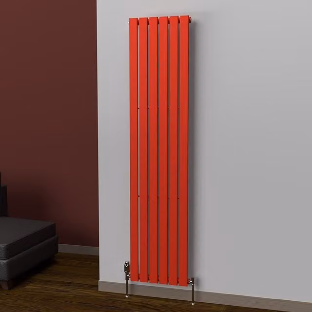 Lux Heat Flat Coloured Vertical Radiator in Poppy Red, H 180 cm x W 42 cm