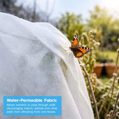 Harbour Housewares White Plant Fleece Frost Protection Cover with Drawstring, W: 80 cm, L: 100 cm – 3