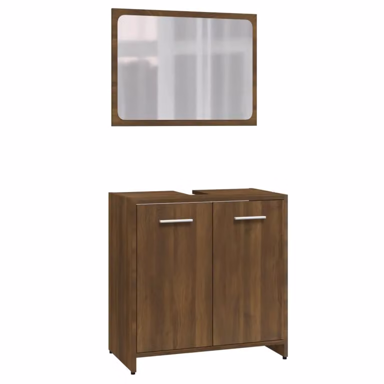 Berkfield Home Modern Brown Oak Mirror Cabinet