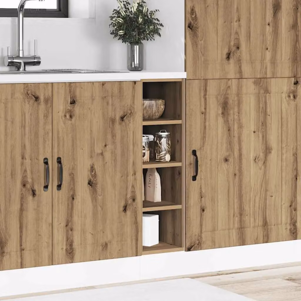 Berkfield Home Artisan Oak Brown Freestanding Kitchen Base Unit with Hinged Doors and Internal Shelves W/D/H: 44.0 x 44.5 x 81.5 cm – 3