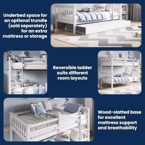 Flair Furnishings Zoom Two-Level Detachable Bunk Bed for Children in White Solid Pine Wood, W/D/H: 80 x 200 cm – 5