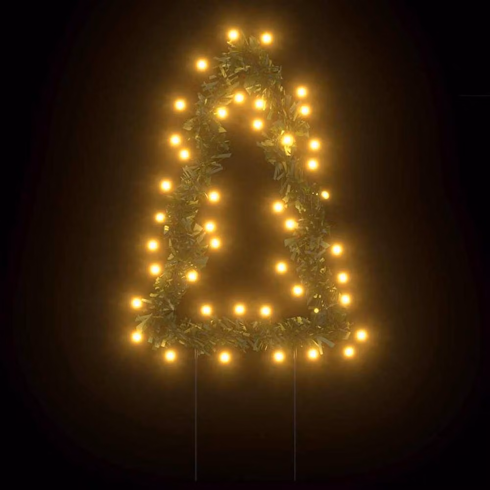 Berkfield Home Green Christmas Light Decorations with Spikes, 3 Piece Set, 50 LEDs, Height: 30 cm – 2