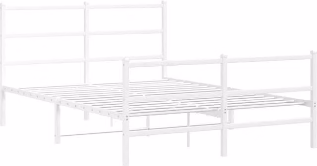 Berkfield Home Metal Bed Frame with Footboard, White, W/D/H: 140 x 200 x 90 cm – 1