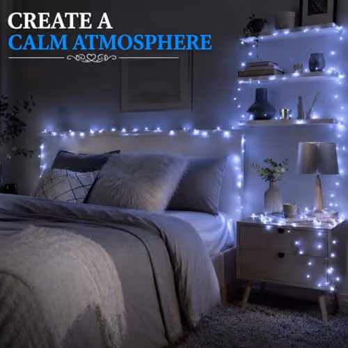 Shatchi 100 LED Cool White Battery Operated Copper Wire String Lights – 4