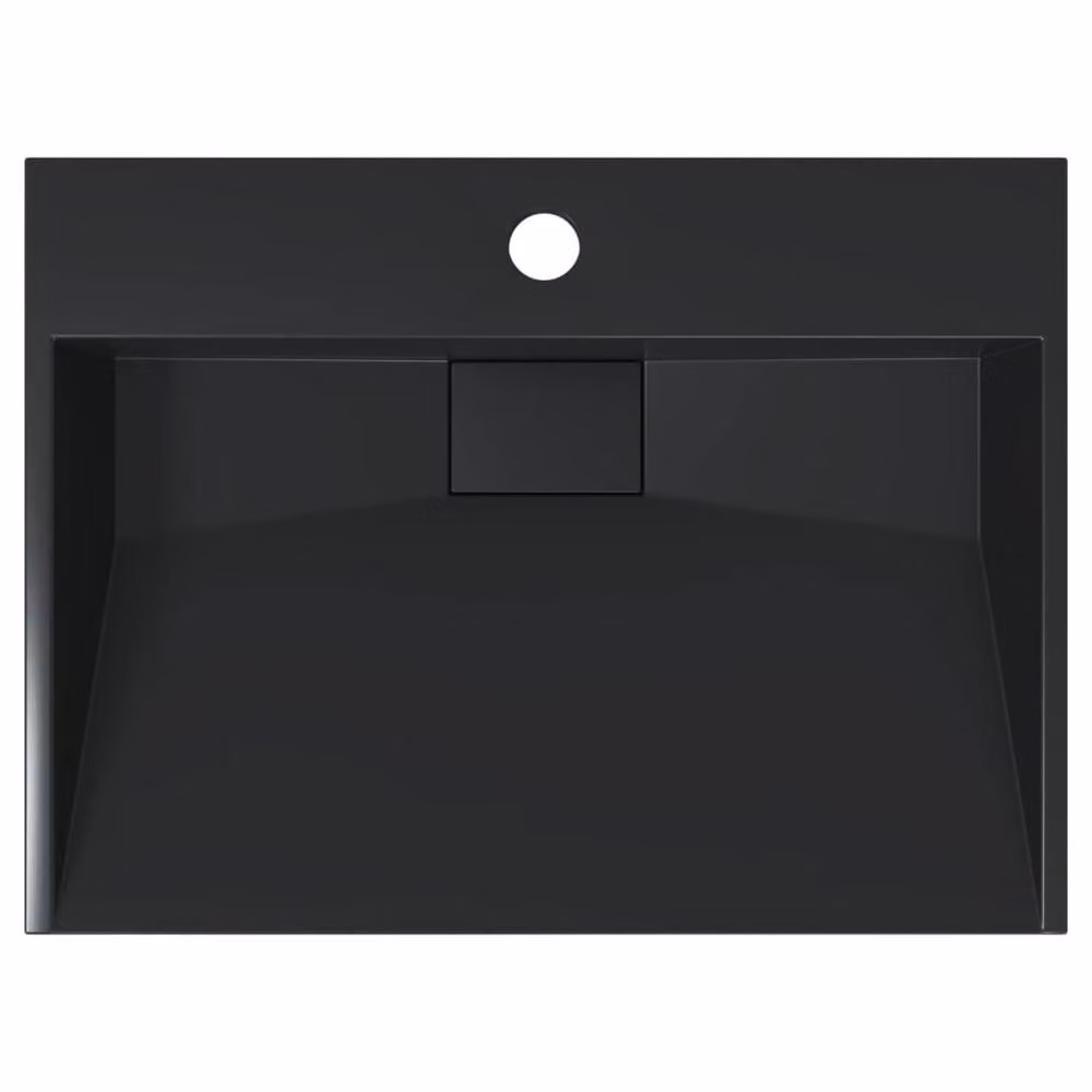 Berkfield Home Sturdy Rectangular Wash Basin in Matt Black Mineral Cast, W/D/H: 50 x 38 x 11 cm – 4