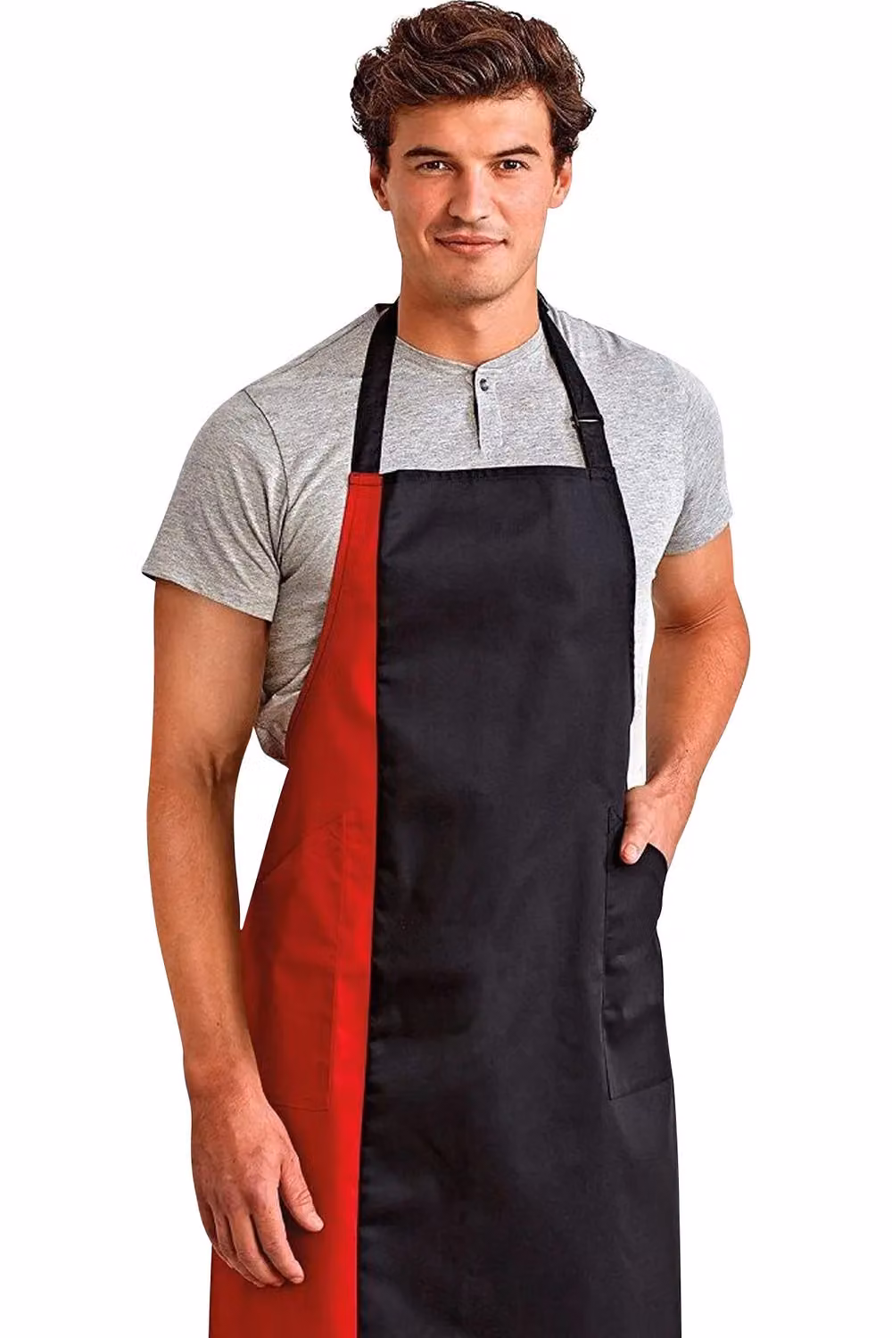 Premier Poly-Cotton Contrast Workwear Bib Apron in Black – 2