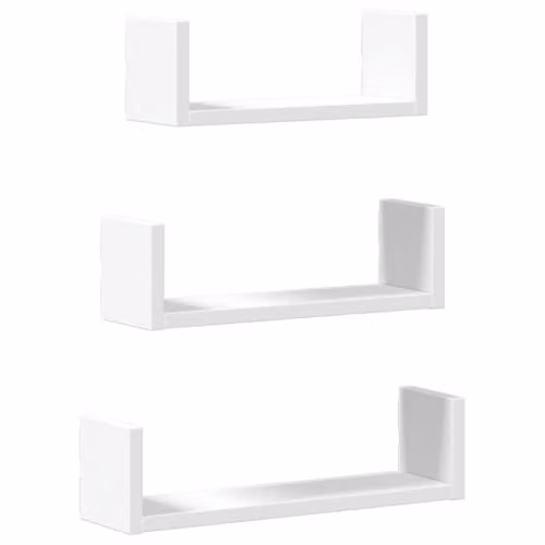 vidaXL Set of 3 White MDF Wall Mounted Shelves