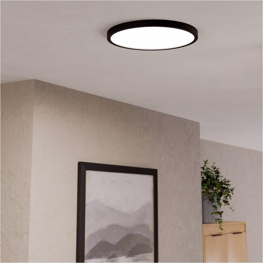 Loops Black Round LED Ceiling Light with Included Bulb – 3