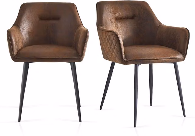 SONARA Modern Faux Suede Upholstered Armchair Dining Chairs Set of 2, Brown – 1