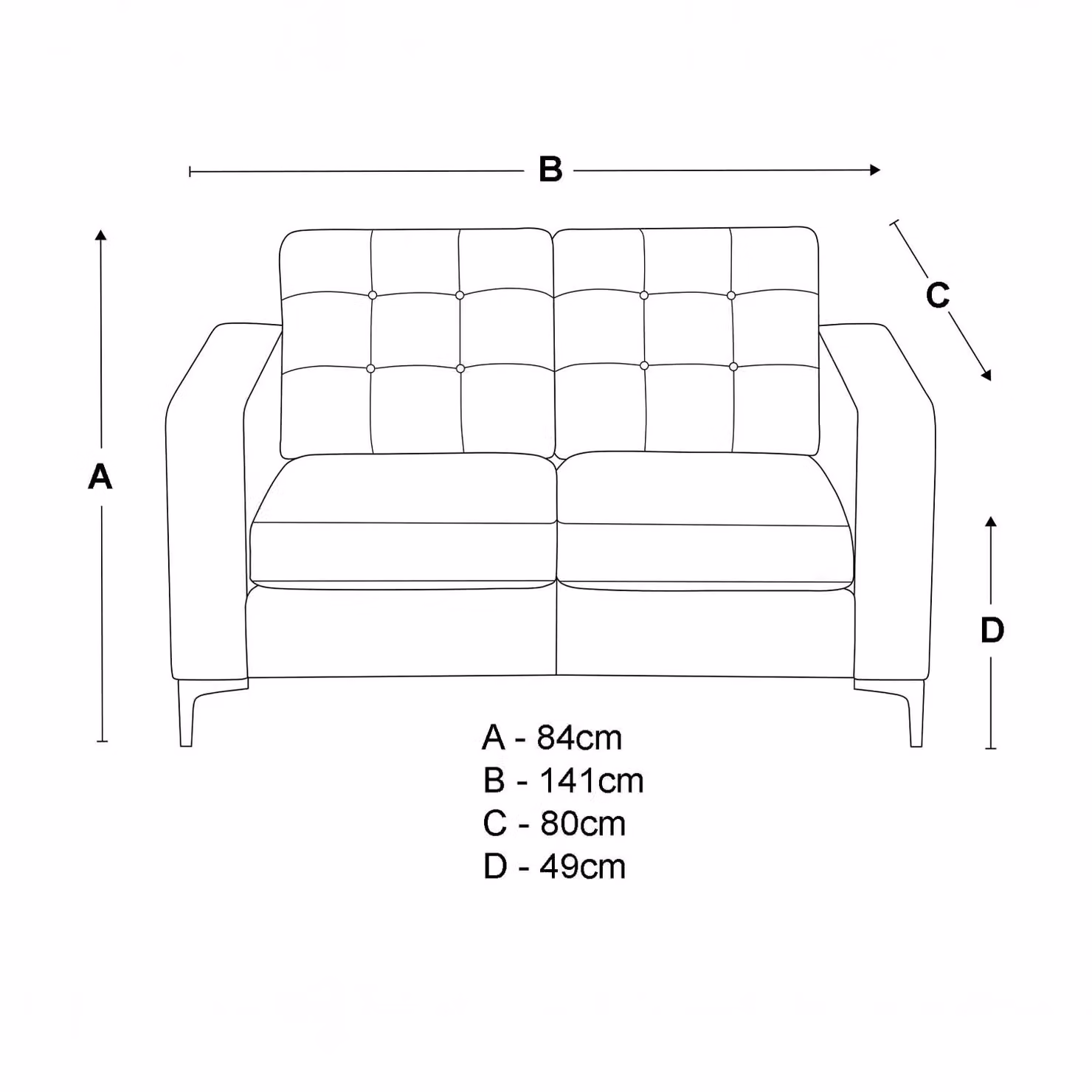 Furnishings For Less UK Smart Hackney 2 Seater Fabric Sofa in Blue or Grey – 3