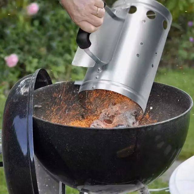 Garden Mile Barbecue Chimney Charcoal Starter in Silver