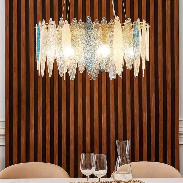 Wyld and Coco Luxe Multicolour Glass and Metal Chandelier Pendant Lamp with Gold/Brass Accents