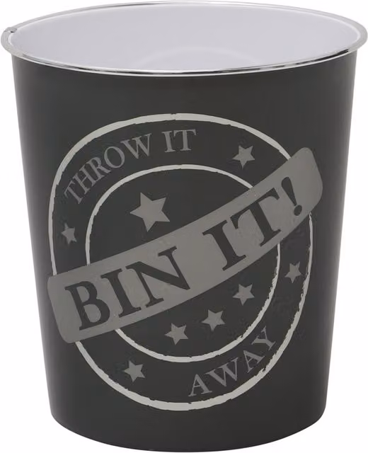 JVL Small Bin It Waste Paper Bin in Grey, Silver or Black, W/D/H: 24.5 x 24.5 x 26.5 cm – 3