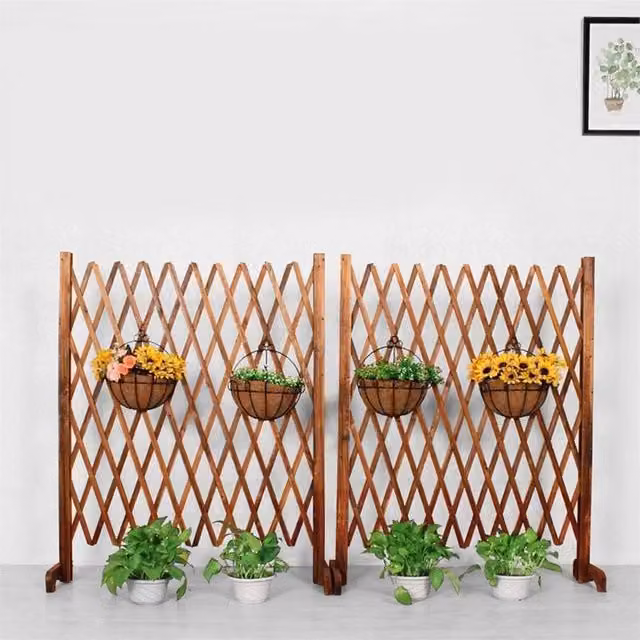 Nordara Wood Expandable Garden Trellis Fence for Climbing Plants, Brown, W: 120 cm, H: 88 cm