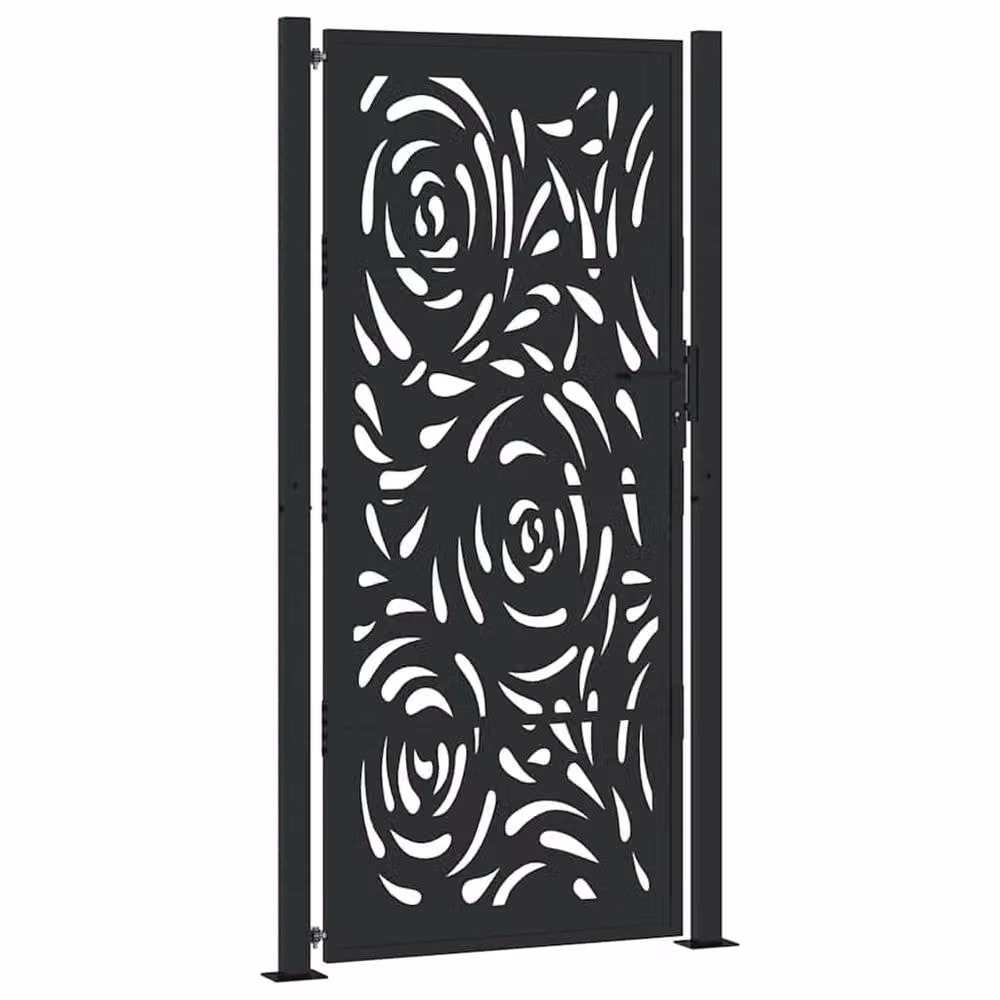 Berkfield Home Beautiful Steel Garden Gate in Black, W: 105 cm, H: 205 cm – 3