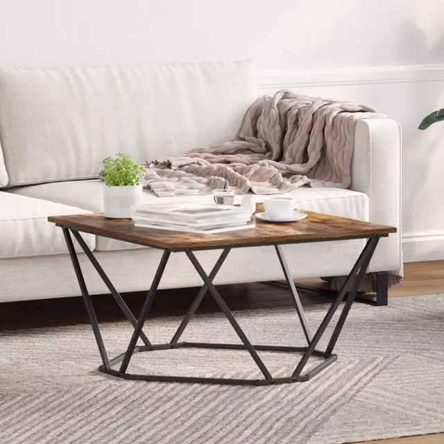 Berkfield Home Smoked Oak Wood Square Coffee Table in Brown