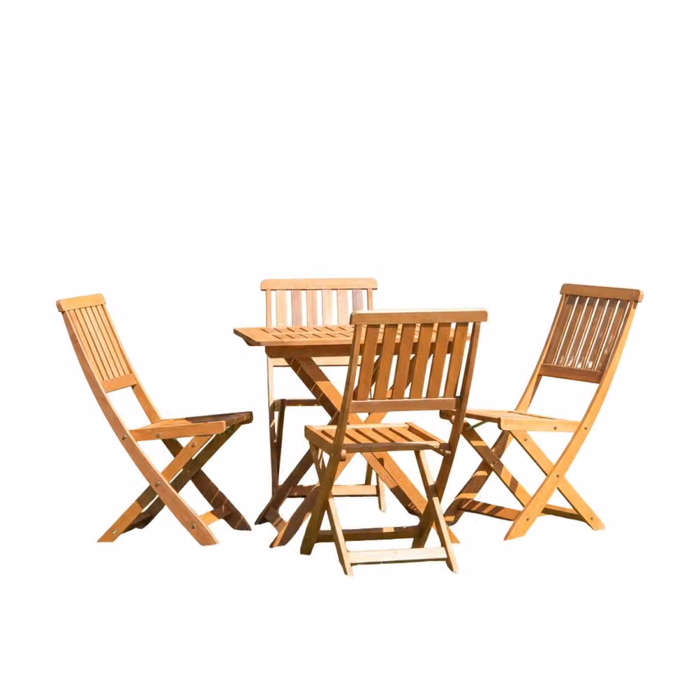 Samuel Alexander 4 Person Folding Square Wooden Garden Dining Table and Chairs Set in Brown – 3