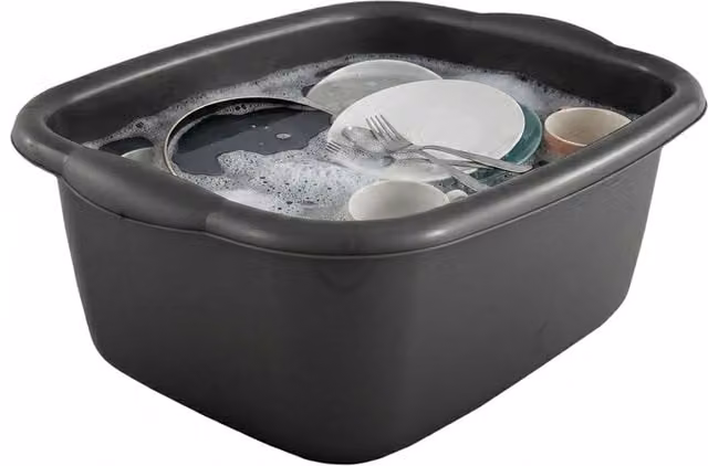 Storm Trading Group Black Rectangular Washing Up Bowl with Integrated Carry Handles, 9.5 Litre