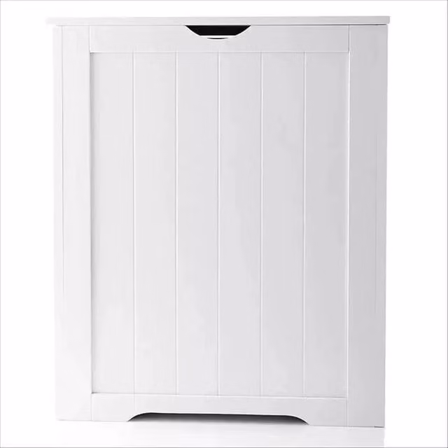 PAWNORA White Wooden Freestanding Laundry Cabinet for Bathroom Storage
