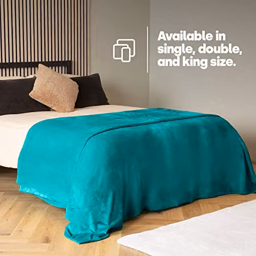 LIVIVO Flannel Fleece Throw Blanket in Blue/Turquoise, W/D/H: 130 x 150 cm – 4