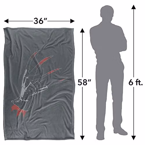 LOGOVISION Nightmare On Elm Street Freddy's Glove Super Soft Fleece Throw Blanket, Grey and Multicolour, W: 91 cm, D: 147 cm – 4