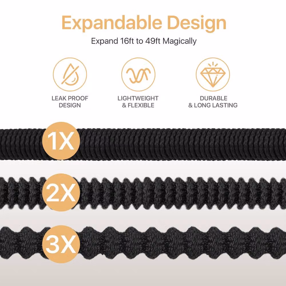 Living and Home Expandable Garden Hose with Black Solid Brass Fittings – 5