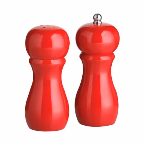 Orsina Salta Red Hi Gloss Wood Salt and Pepper Mill Set, Height: 11 cm