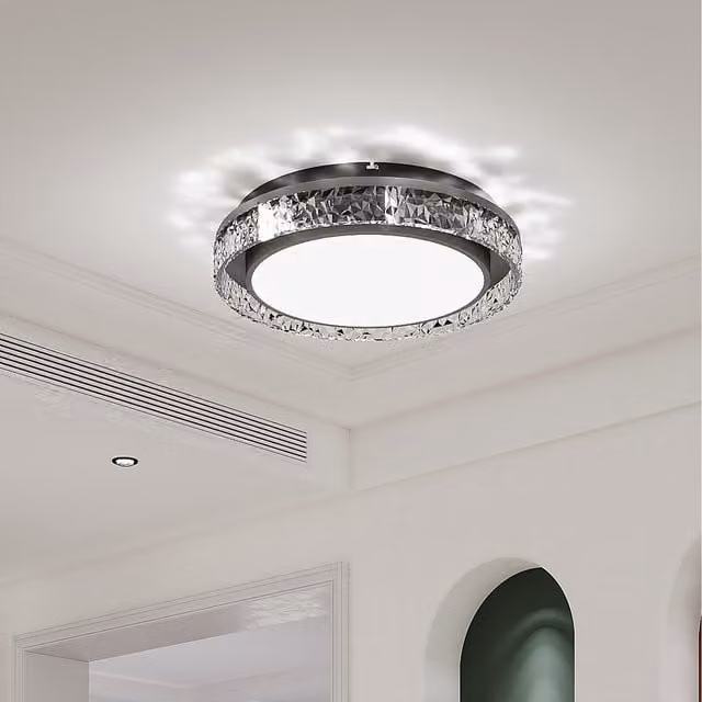 Komore Round LED Flush-Mounted Ceiling Light in Black