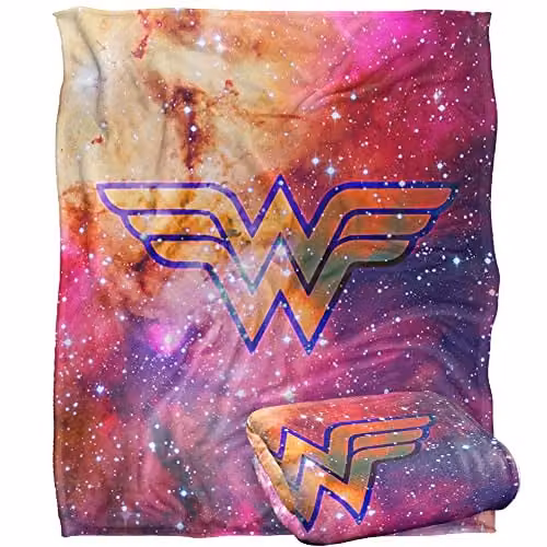 Logovision Justice League Wonder Woman Wonder Galaxy Silky Touch Super Soft Fleece Throw Blanket, W/D/H: 152 x 127 cm, Multicolour and White