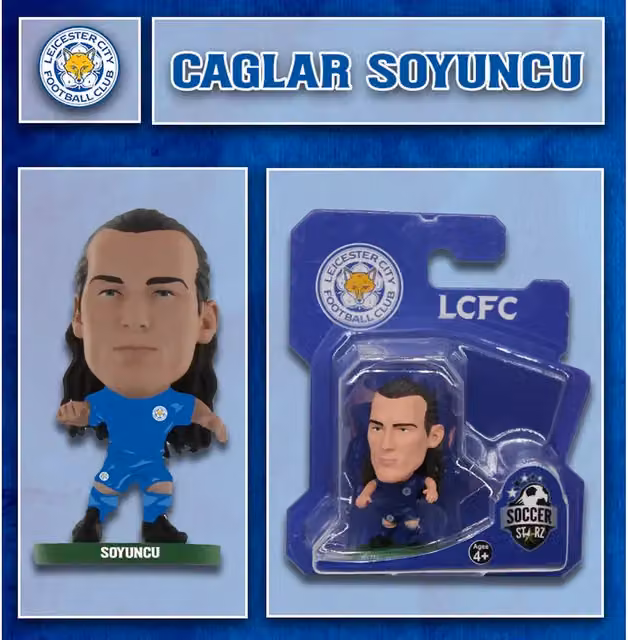 SoccerStarz Caglar Soyuncu Leicester City Home Kit New Classic Mini Figure, Blue, Height: 5 cm