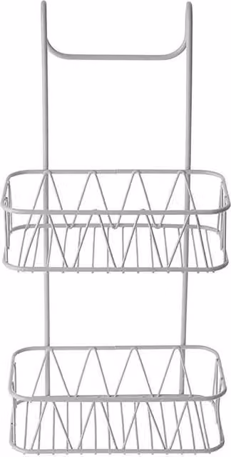 Hinsinc 2 Tier Hanging Shower Storage Caddy in White, W: 180 cm, Drop: 180 cm – 1
