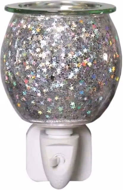 Aroma Accessories Glitter Star Electric Plug In Wax Melter in Silver, Height: 12 cm